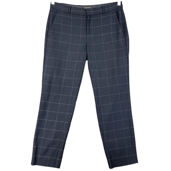 Banana Republic Womens Avery Straight Fit Ankle Pant Size 4 Navy Windowpane - Picture 2 of 14